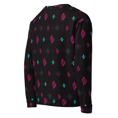 SUÐR Signature Sweatshirt – Schwarz/Pink-Türkis