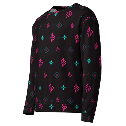 SUÐR Signature Sweatshirt – Schwarz/Pink-Türkis