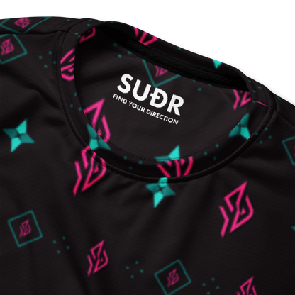 SUÐR Signature Sweatshirt – Schwarz/Pink-Türkis