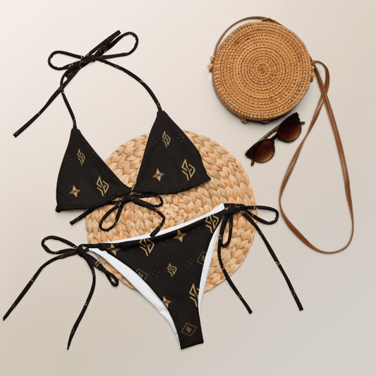 SUÐR String Bikini Top – Weiß/Gold