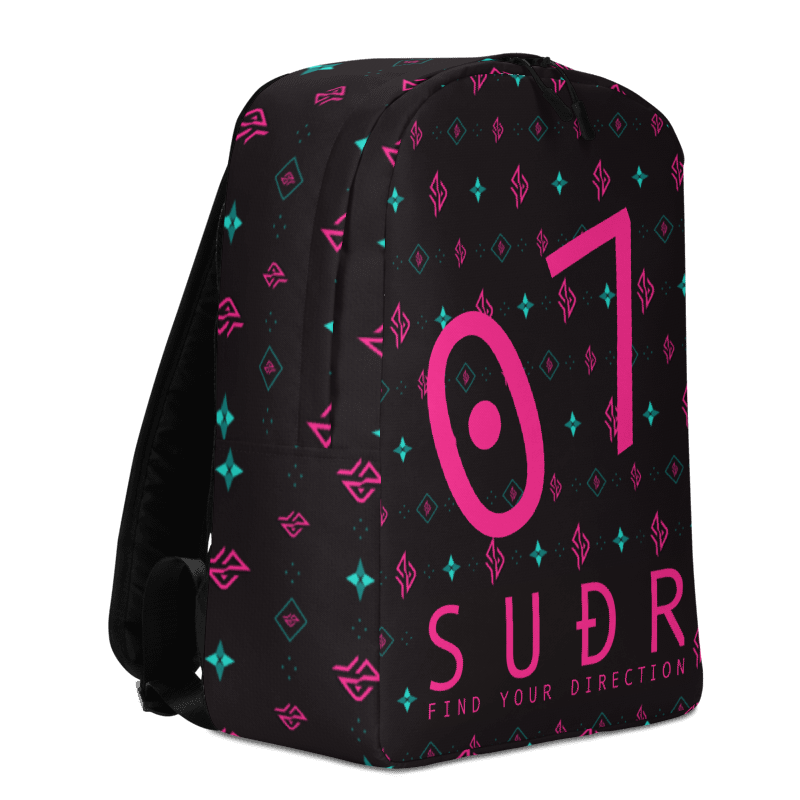 SUÐR Signature 07 Backpack – Schwarz/Pink-Türkis
