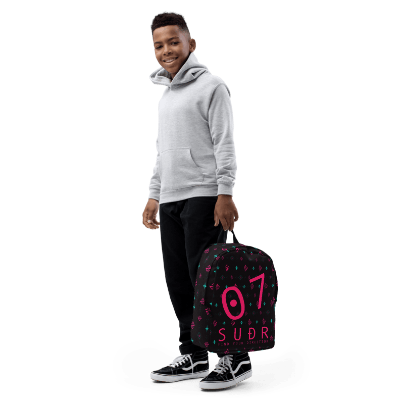 SUÐR Signature 07 Backpack – Schwarz/Pink-Türkis