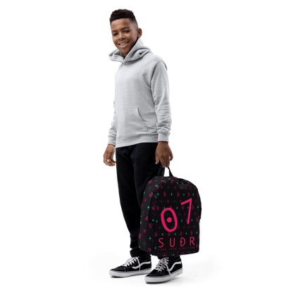 SUÐR Signature 07 Backpack – Schwarz/Pink-Türkis