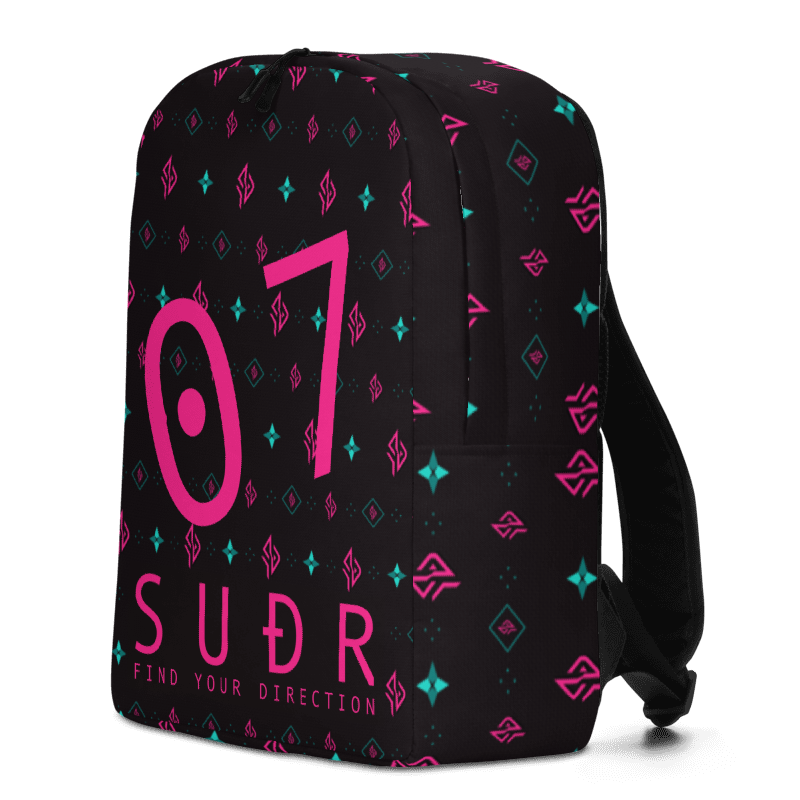 SUÐR Signature 07 Backpack – Schwarz/Pink-Türkis