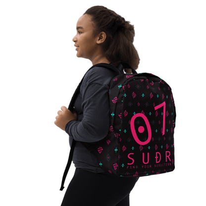 SUÐR Signature 07 Backpack – Schwarz/Pink-Türkis