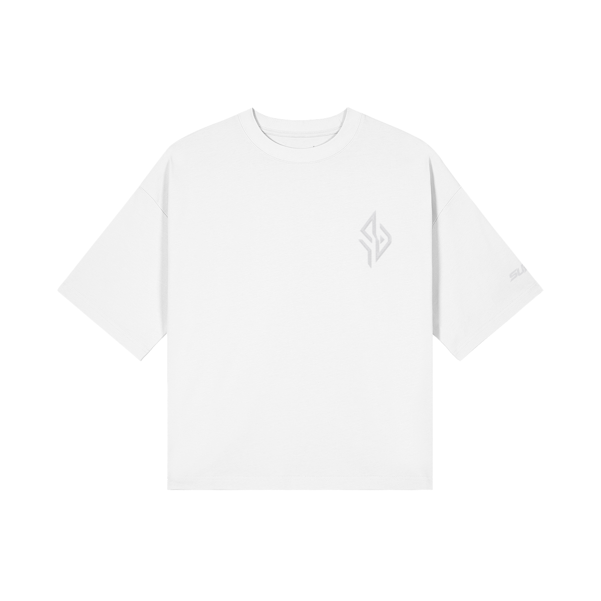 SUÐR Boxy Shirt White Labels – Boxy Fit Tee in Schwarz, Vorderansicht