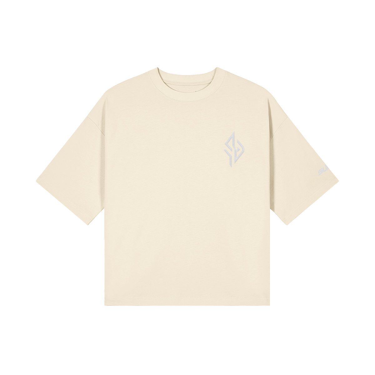 SUÐR Boxy Shirt White Labels – Boxy Fit Tee in Apricot, Vorderansicht