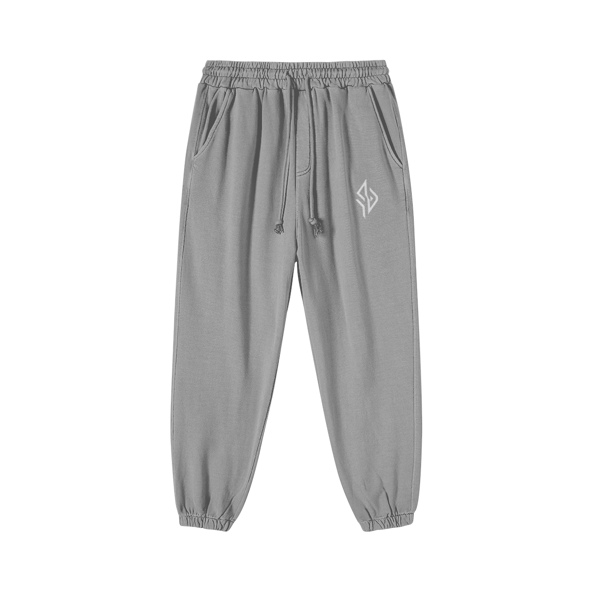 SUÐR Baggy Jogger Baumwolle – Baggy Jogger in Hellgrau, Vorderansicht