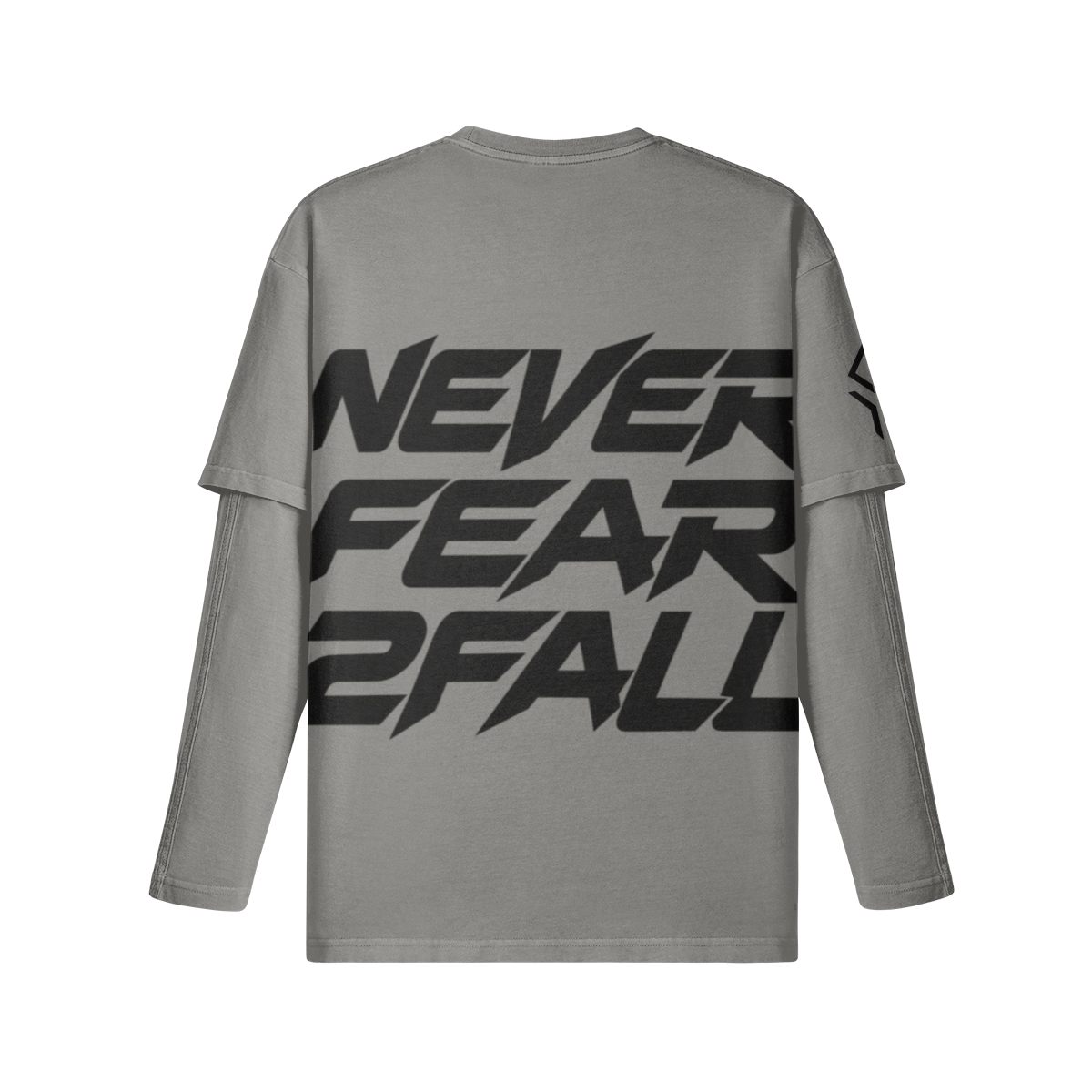 SUÐR Never Fear Layered Longsleeve – Layered Longsleeve in Hellgrau, Vorderansicht