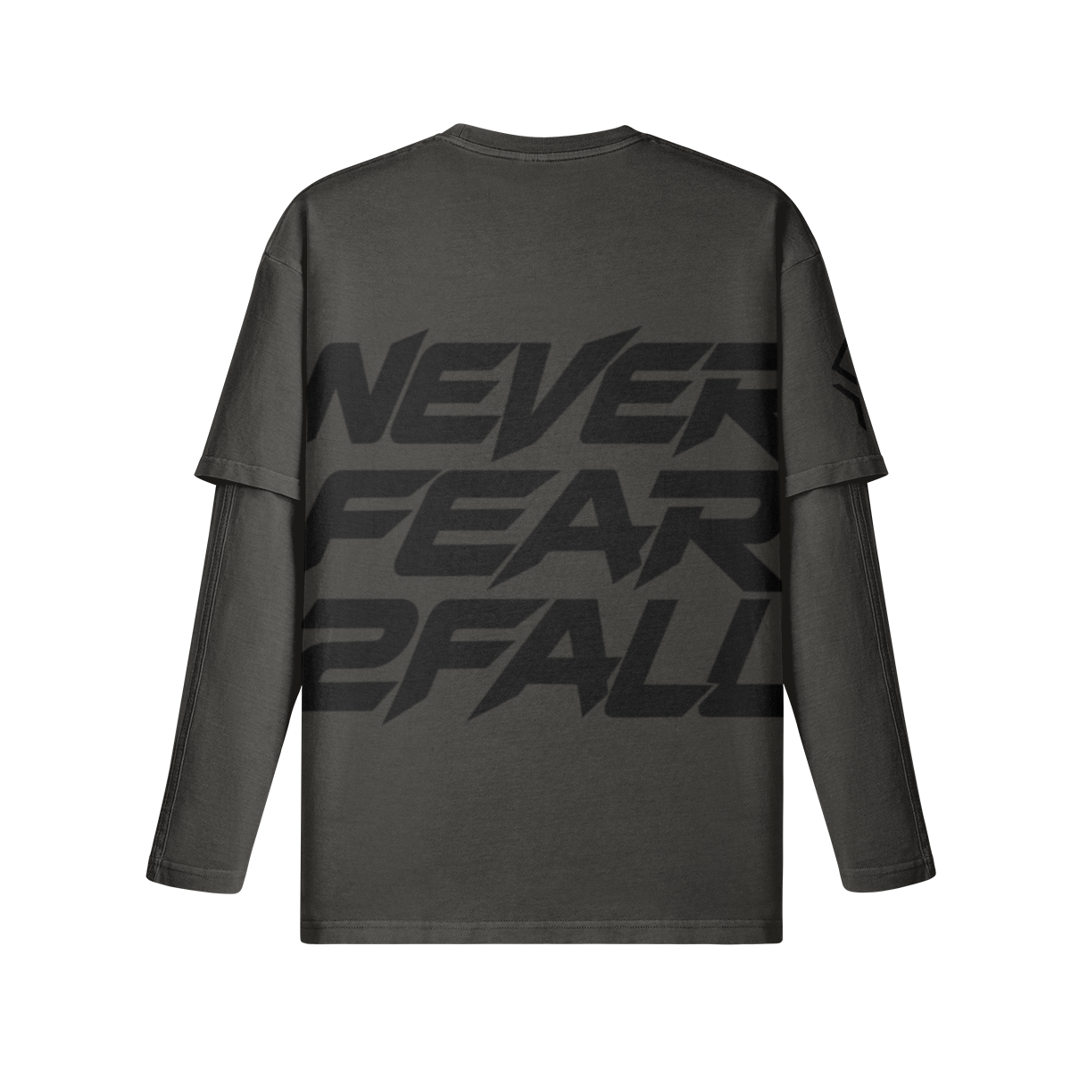 SUÐR Never Fear Layered Longsleeve – Layered Longsleeve in Dunkelgrau, Vorderansicht