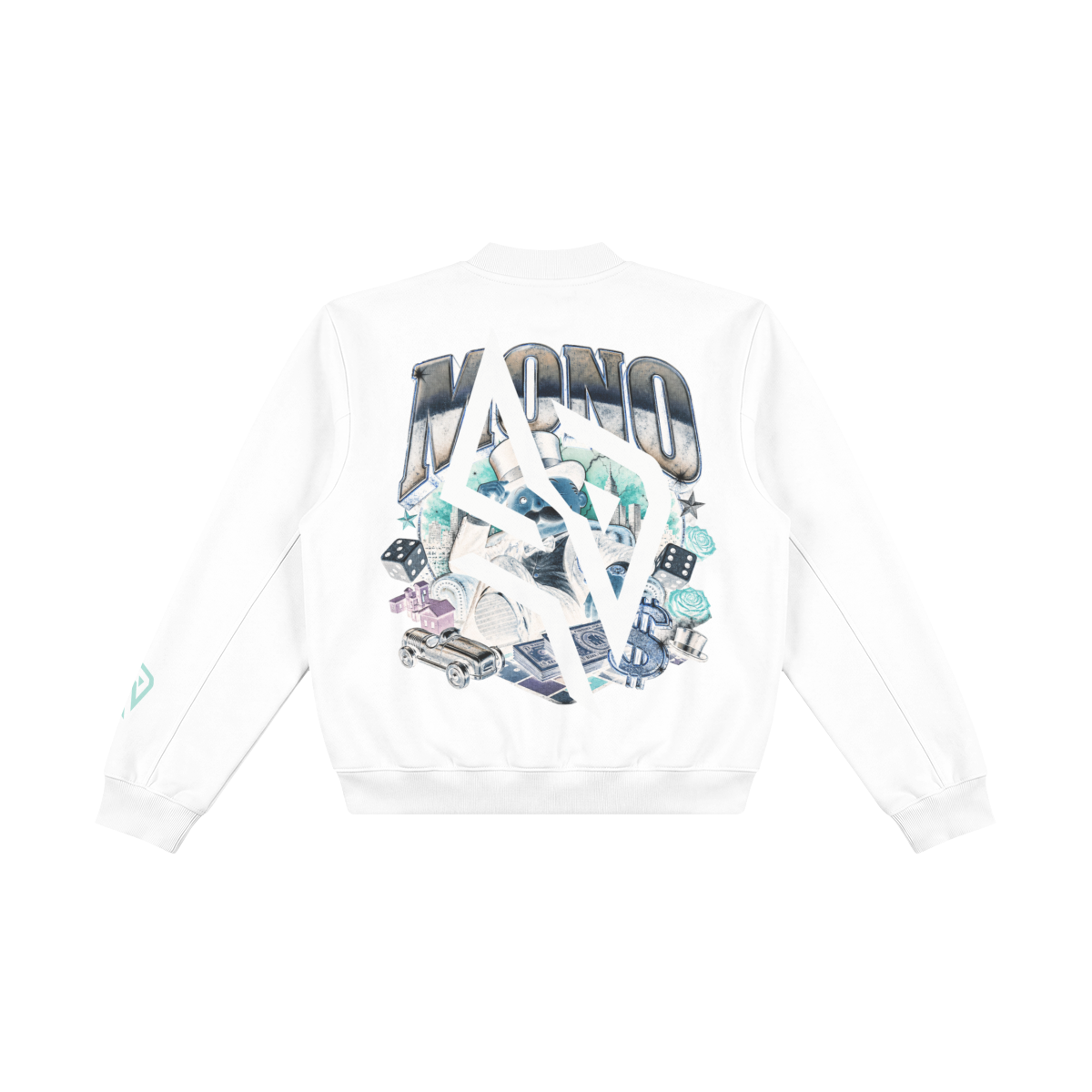 SUÐR MONO 07 Fleece Bomber – Fleece Bomber mit MONO-Rückenmotiv