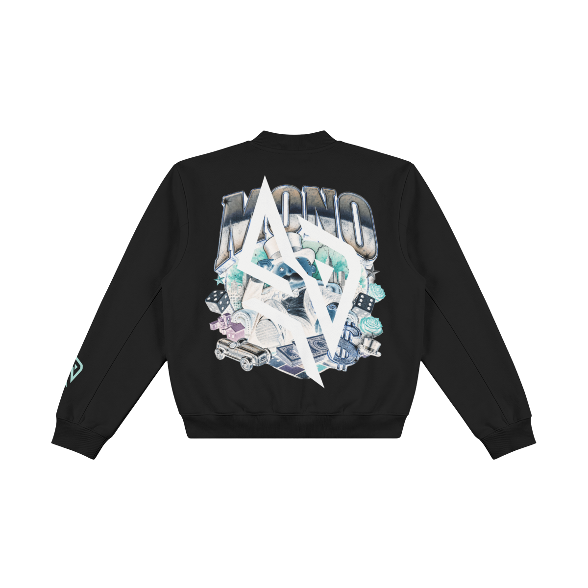 SUÐR MONO 07 Fleece Bomber – Fleece Bomber mit MONO-Rückenmotiv