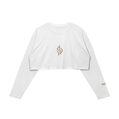 SUÐR Crop Top Longsleeve in Weiß