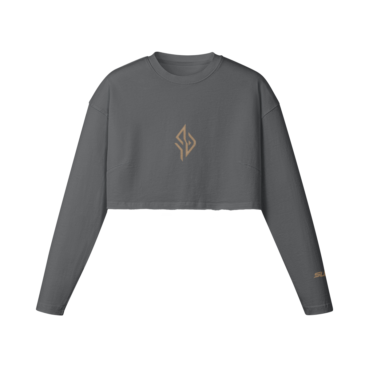 SUÐR Crop Top Longsleeve in Karbongrau