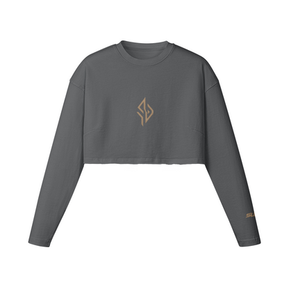 SUÐR Crop Top Longsleeve in Karbongrau