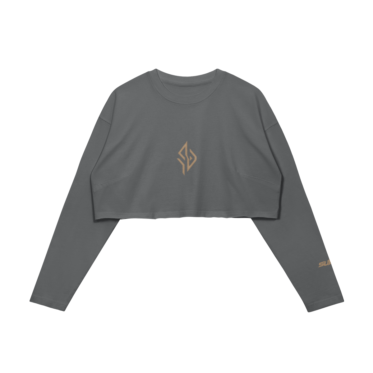 SUÐR Crop Top Longsleeve in Karbongrau
