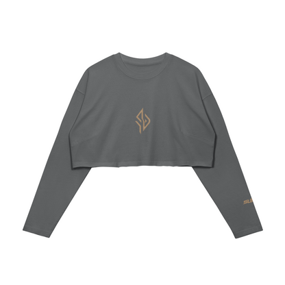 SUÐR Crop Top Longsleeve in Karbongrau