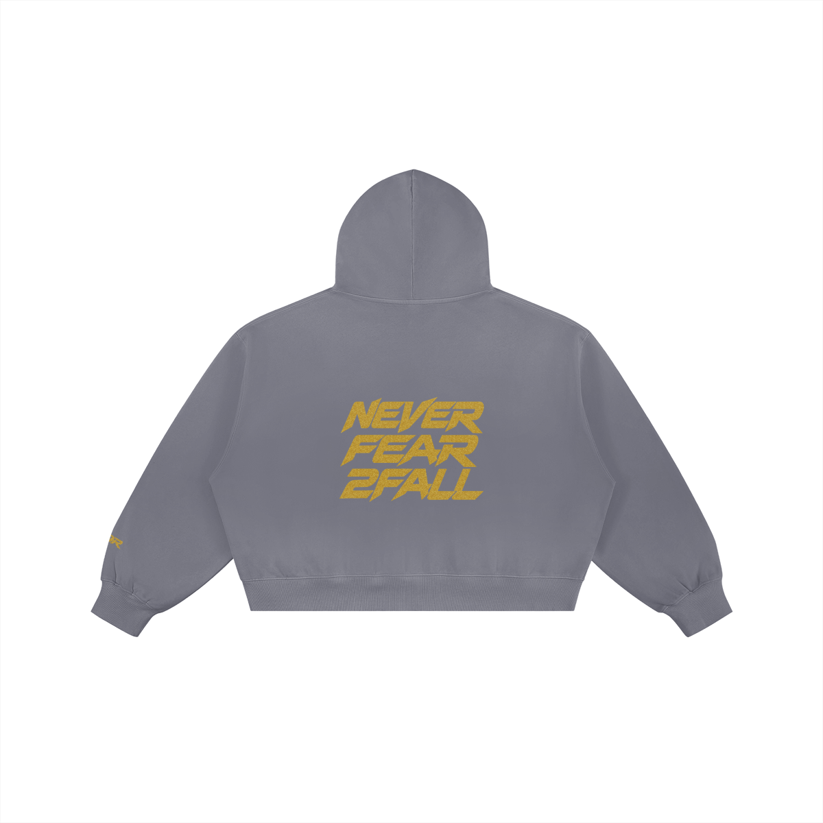 SUÐR Glitter Girls Boxy Hoodie 420g in Mittelgrau – Rückansicht