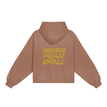 SUÐR Glitter Girls Boxy Hoodie 420g in Mokka – Rückansicht