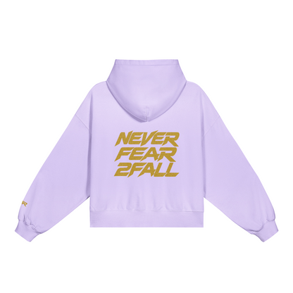 SUÐR Glitter Girls Boxy Hoodie 420g in Lavendel – Rückansicht