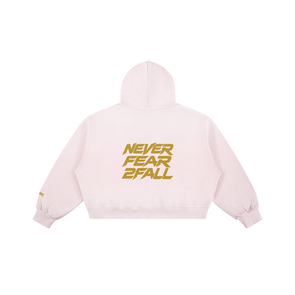 SUÐR Glitter Girls Boxy Hoodie 420g in Rosé – Rückansicht
