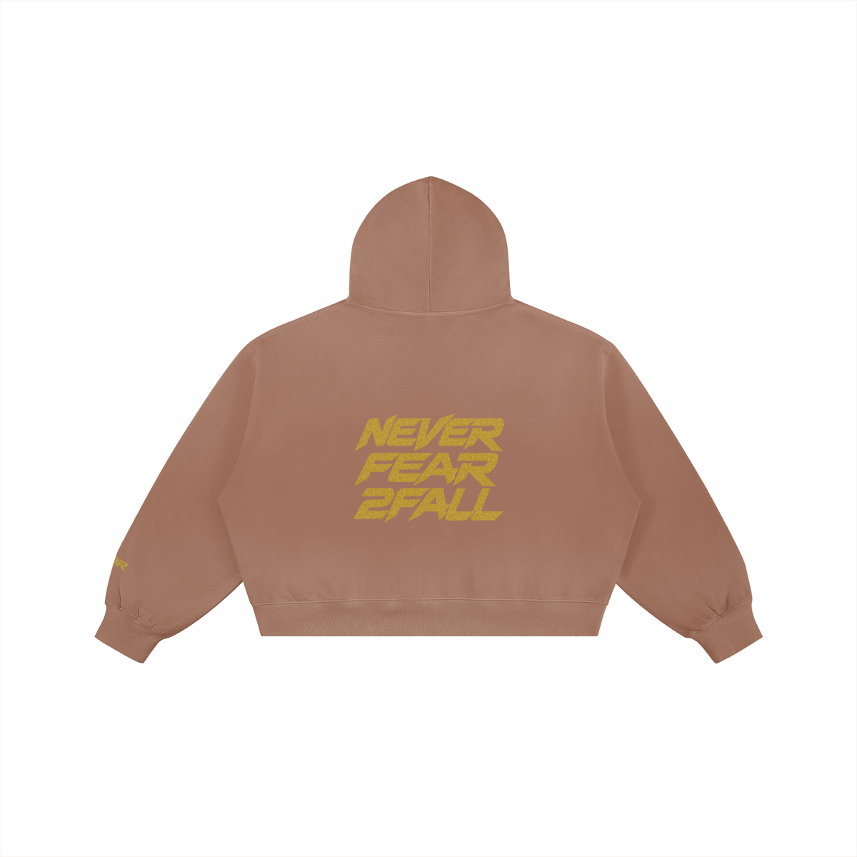 SUÐR Glitter Girls Boxy Hoodie 420g in Mokka – Rückansicht