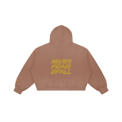 SUÐR Glitter Girls Boxy Hoodie 420g in Mokka – Rückansicht