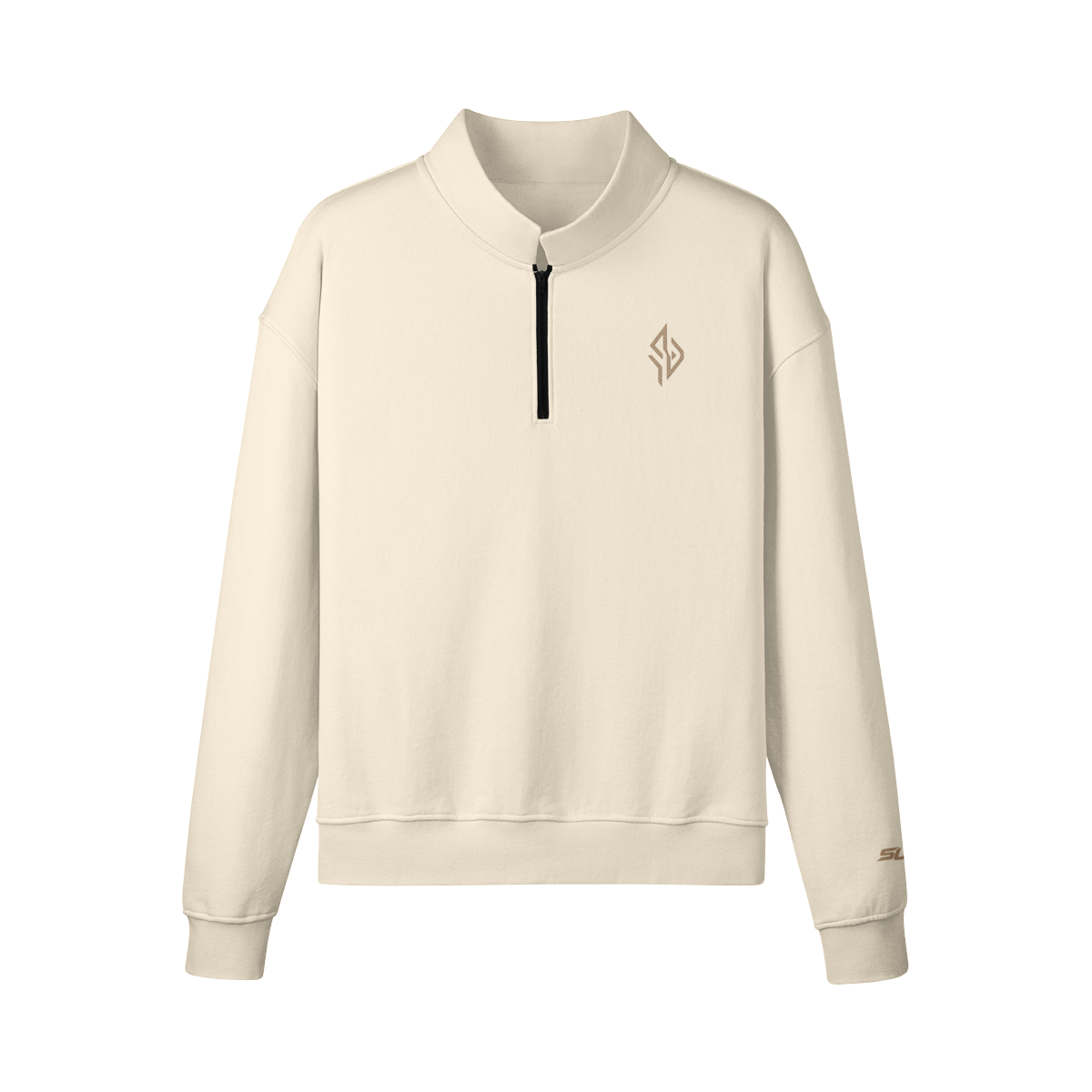 SUÐR Half-Zip Sweater in Rice Apricot