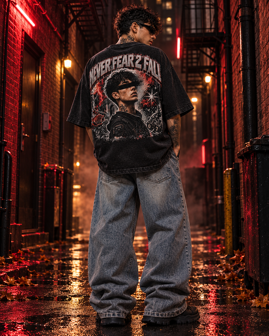 Backpiece 0701 Never Fear 2 Fall – Oversize Tee mit grossem Rückenprint von SUÐR